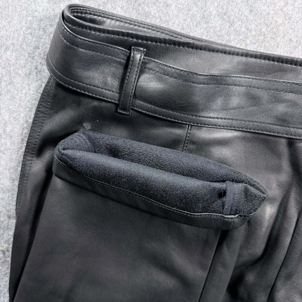 Loft Brown Faux Leather Straight Leg Pants 10 High Rise Minimalist Streetwear